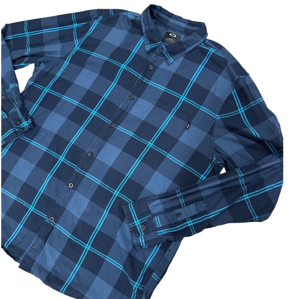 Oakley Blue Plaid Flannel‎ Shirt XL Mens Button Down Streetwear Gorpcore Skater